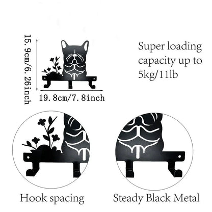 1pc Bulldog Metal Wall Mounted Rack With 3 Hooks, Wall Hanging Hooks