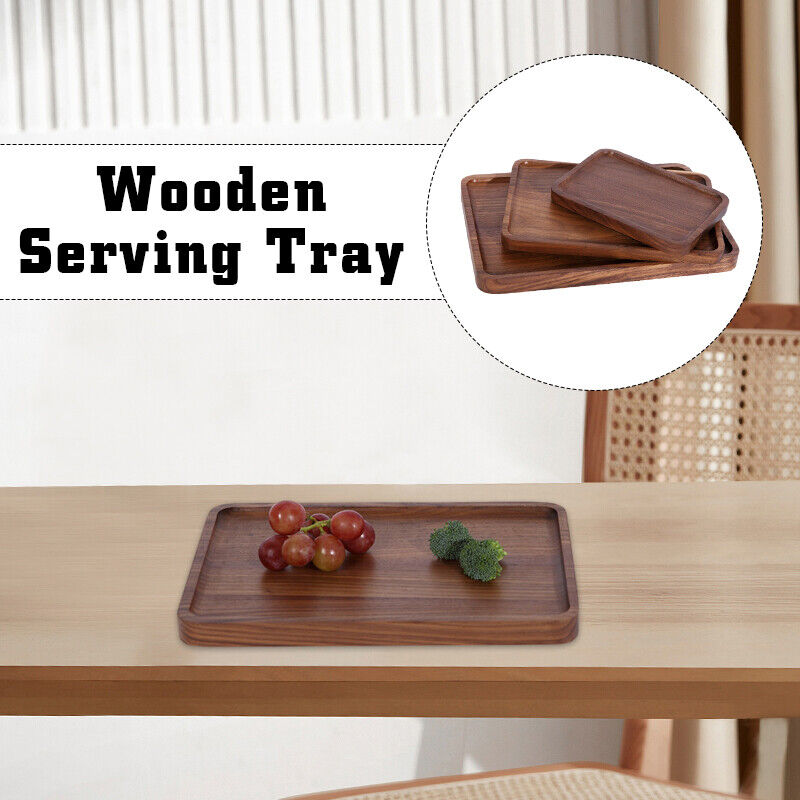 1pcs Wooden Serving Tray Square Plate Tableware Food Tea Server Kitchen Dishes