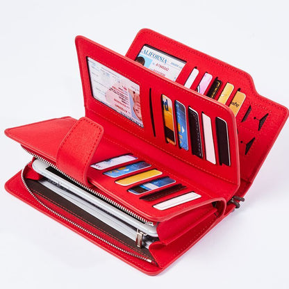 Synthetic Leather Wallet Clutch Purse Red 3Fold Zipper Purse Money Bag Coin 1 PC
