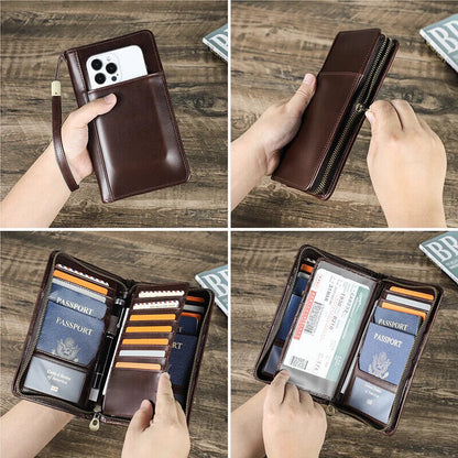 Men Passport Cover Travel Wallets ID Card Bag Organizer Document Pouch