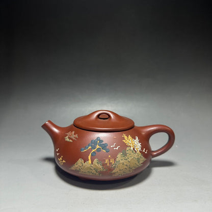 Chinese Yixing Zisha Clay Handmade Exquisite Teapot（石瓢（厚德载物) 底款：周国君）