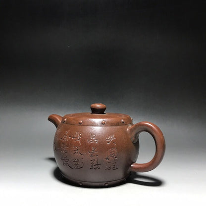 vintage chinese yixing purple clay teapot zisha ceremony carving Collectible art