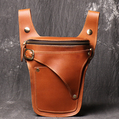 Outdoor Vintage Motorcycle Leather Drop Leg Bag Tactical Thigh Waist Fanny Pack
