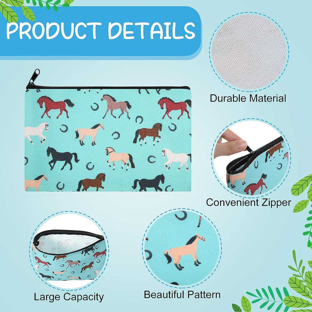 6 Pieces Sloth Makeup Bags Horses Cosmetic Bag for Women Girls Gifts...