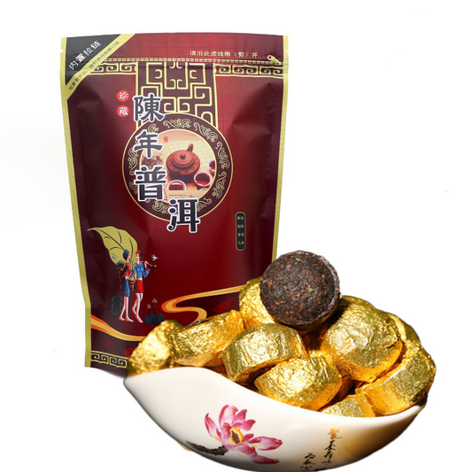 Mini Tea Cake Healthy Drink Pu-Erh Ripe Tuocha Golden Bag 200g Pu'er Black Tea