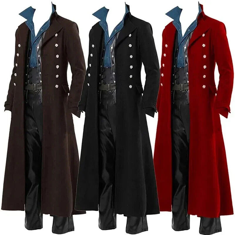 Costume Trench Coat Gothic Mens Tuxedo Jacket Carnival Party Cosplay Costume