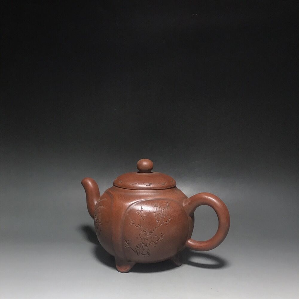 vintage chinese yixing purple clay teapot zisha ceremony carving Collectible art