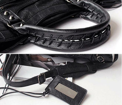 Luxury Handbags Soft Tassel Motorcycle Bag PU Leather Crossbody Shoulder Bag