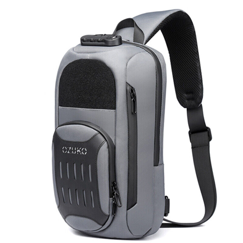 Men's Sling Backpack Oxford cloth Waterproof&Anti-theft Crossbody Sport Bags USB