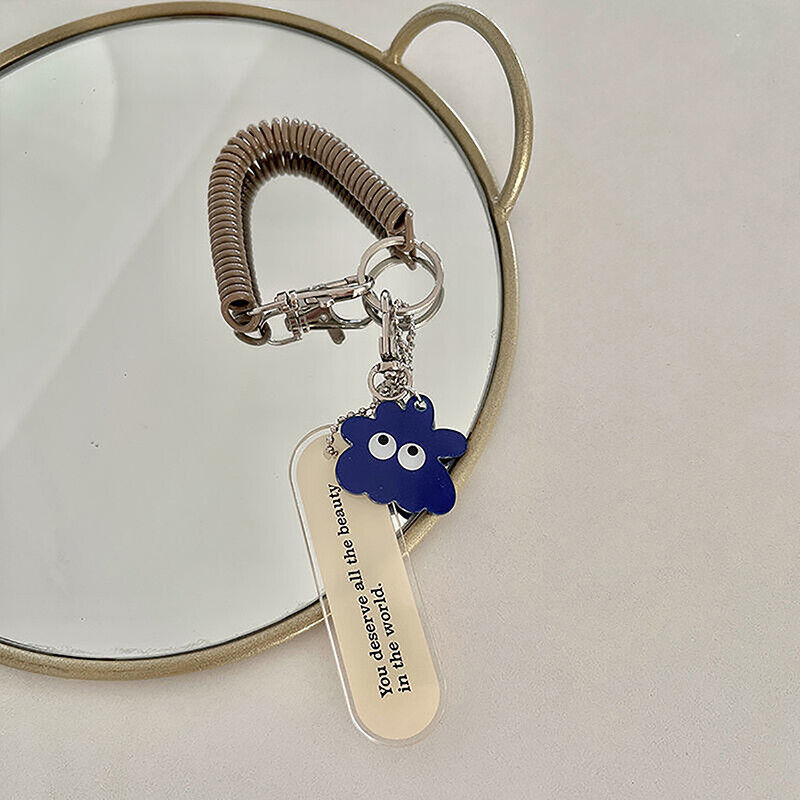 Cute Monster Acrylic Keychain Anti-Loss Spring Rope Pendant Bag Charm Decoration