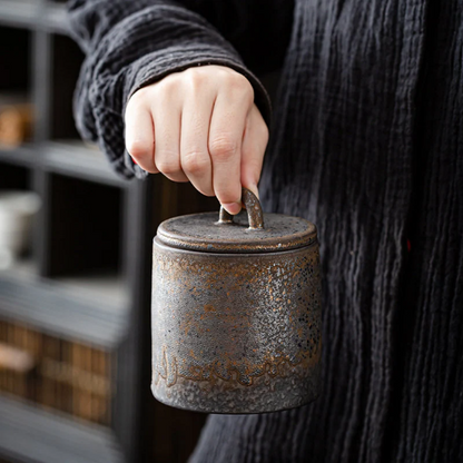 Coarse Pottery Ceramic Tea Canisters Tea Jar Storage for Tea