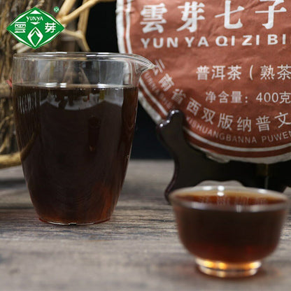 Yunnan Pu-erh Premium YUN YA QI ZI BING CHA Puer Ripe Shu Cake Tea 400g