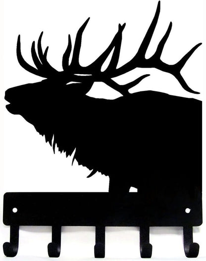 Elk Antlers Key Rack Hanger - 6 inch Wide Metal Wall Art