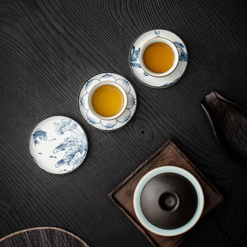 Celadon Tea Coaster|Glazed Tea Coaster|Coffee Coasters|Tea Ceremony Accessories