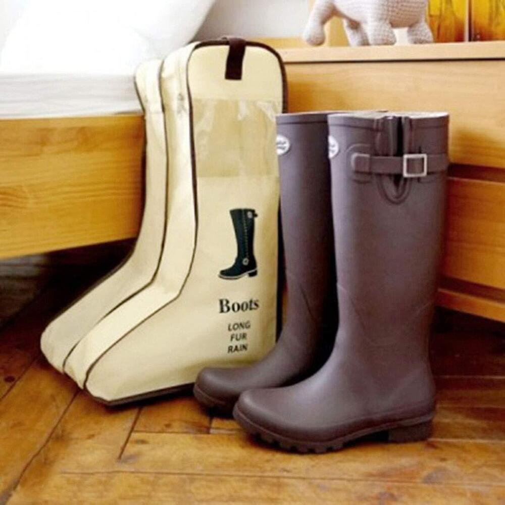 Portable Tall Boots Storage Bags|2 Packs Dust-proof Boot Carry Bag Beige