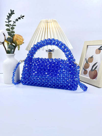 Beaded Knitted Pillow Type Handheld Crossbody Dual Purpose Acrylic Bag
