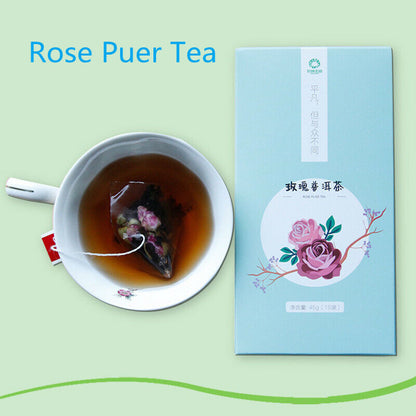 45g / 15 Bags Triangle Tea Bags Package Rose Pu'er Tea Chinese Pu-Erh Black Tea