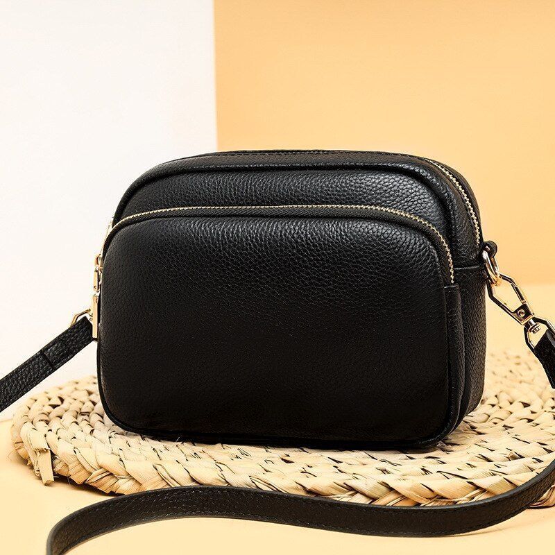 Shell Purse Handbag Genuine Leather Vintage Messenger Shoulder Bag 19*14*7.5 CM