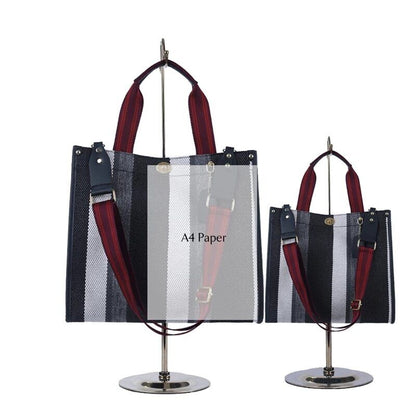 Canvas Tote Bag Women Handbag Stripe Shoulder Bags Big Shopper Totes