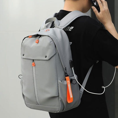 Men's Backpack Charging Bag PU Leather Male Business Travel Bagpack