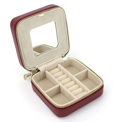 Customized Genuine Leather Earrings Ring Case Jewelry Storage Box 11.5*11.5*6 CM