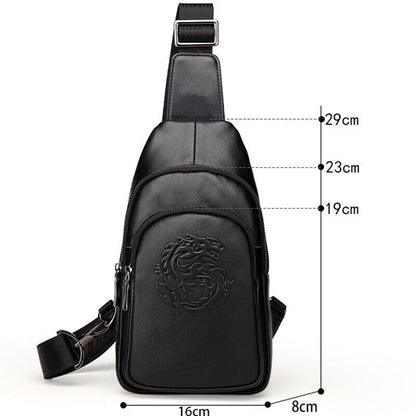 Sling Backpack Men's Genuine Leather Crossbody Chest Bag Sling Shoulder Bag
