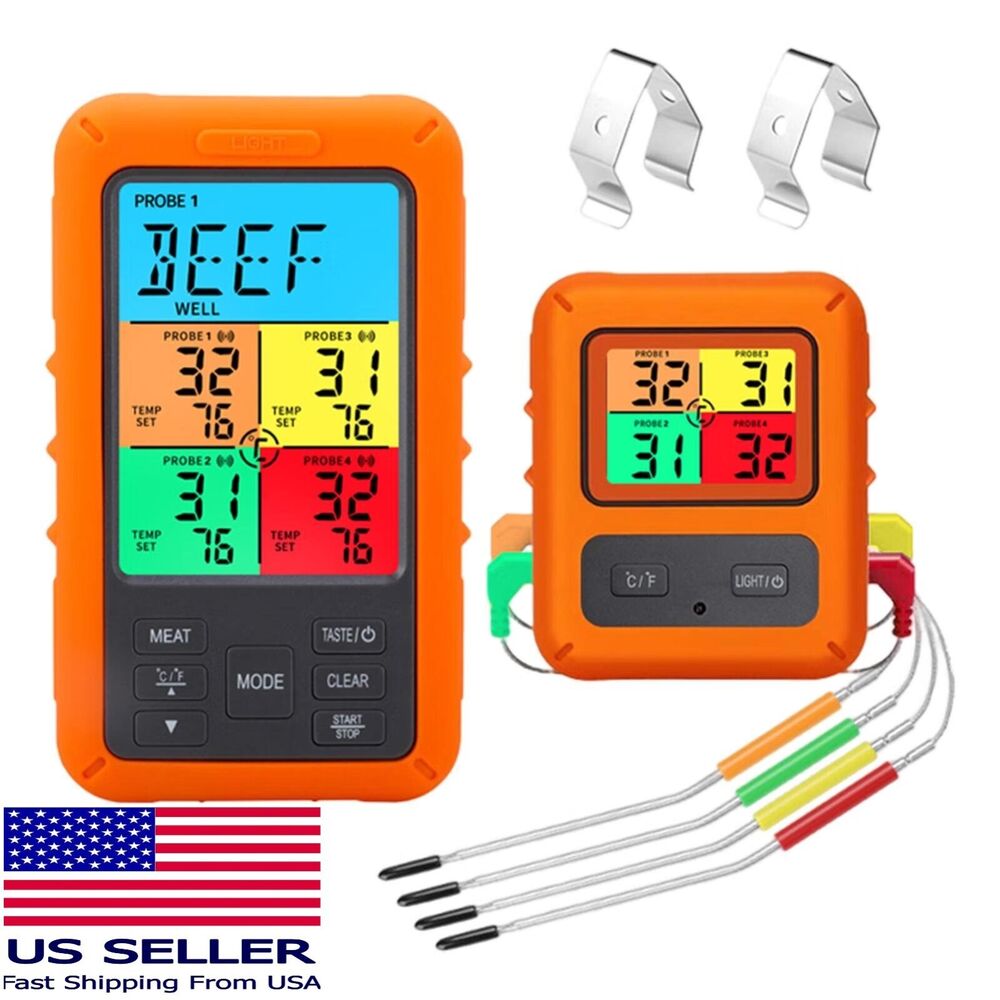Wireless Meat Smart Thermometer w/ 4 Probes for BBQ Grilling Baking TS-TP40