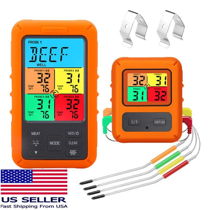 Wireless Meat Smart Thermometer w/ 4 Probes for BBQ Grilling Baking TS-TP40