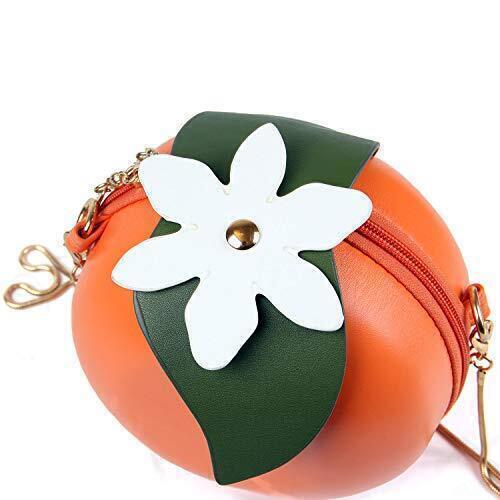 Women Girl Crossbody Bag Fashion PU Leather Fruit 3D Novelty Animal Orange
