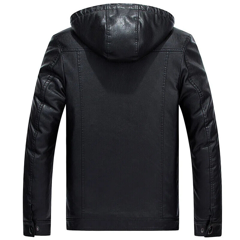 Mens Leather Jacket Coat Moto Casual Slim Leather Jackets 2023