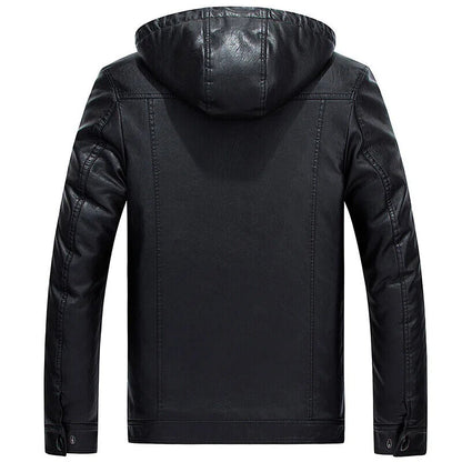 Mens Leather Jacket Coat Moto Casual Slim Leather Jackets 2023