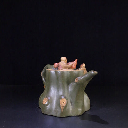 vintage chinese yixing purple clay teapot zisha ceremony carving Collectible art