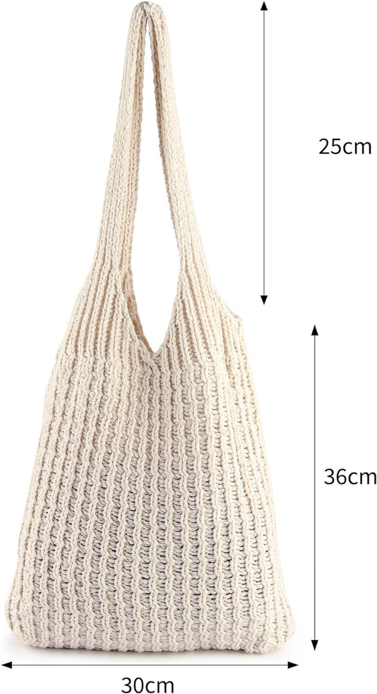 ENBEI Women's Shoulder Handbags Hand crocheted Bags large White
