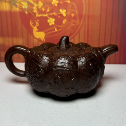 Vintage China Yixing Purple Clay Teapot Zisha Ceramic Pumpkin Teaware Household