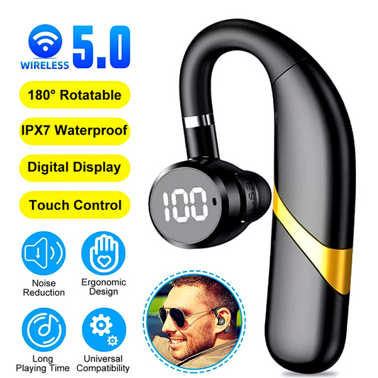 Wireless Bluetooth 5.0 Earpiece Headset Driving Trucker Earbuds Noise Cancelling