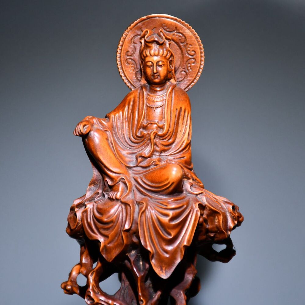 Antique Wooden Carved Free Kwan Yin Statues Woodwork Sculptures Figure Decor Art