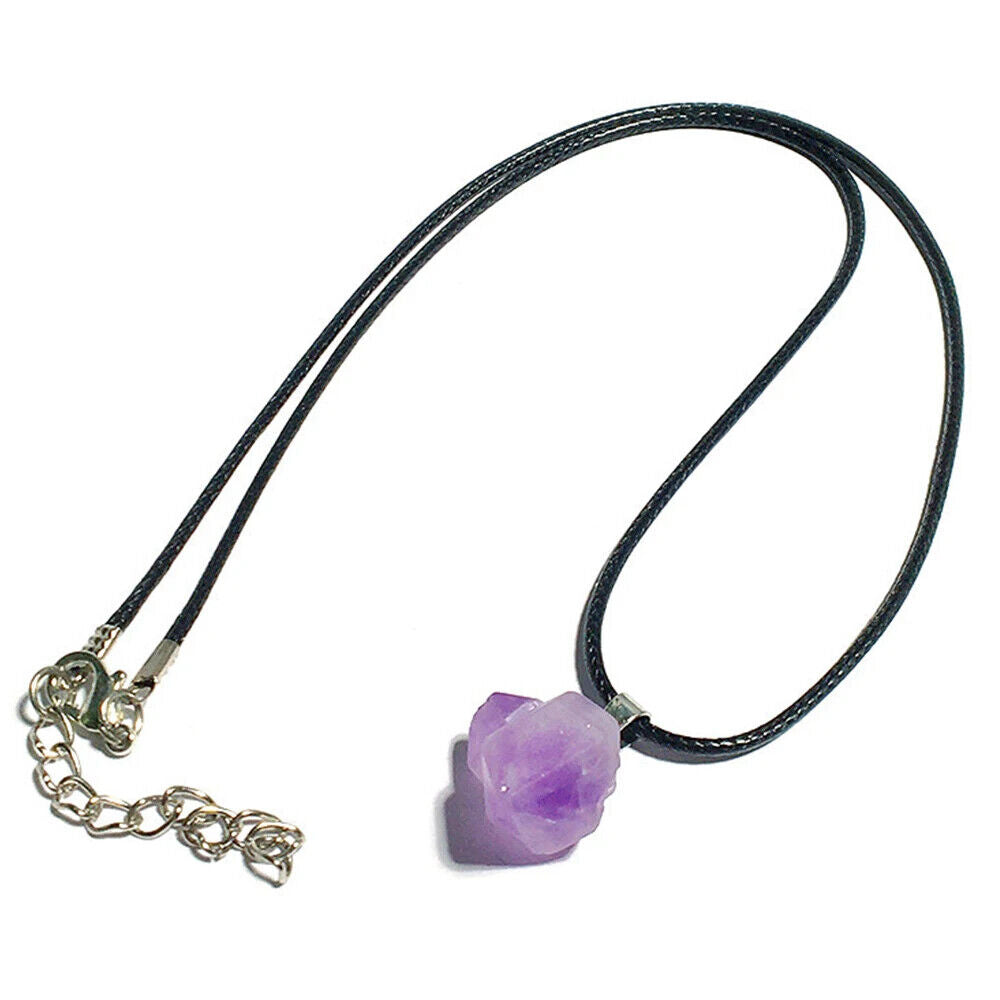 Women Bracelets Natural Amethyst Irregular Healing Stone Crystal Necklace Charms
