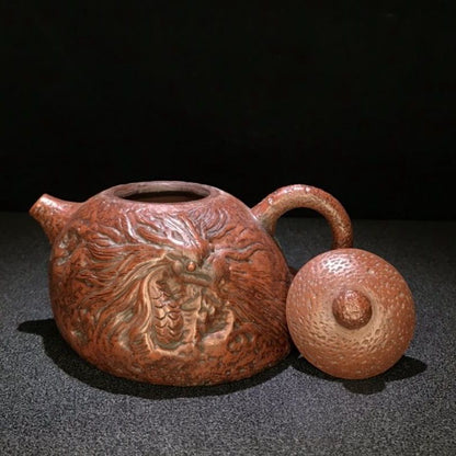 Vintage Chinese Yixing Purple Clay Teapot Zisha Ceramic Dragon Teaware Collector