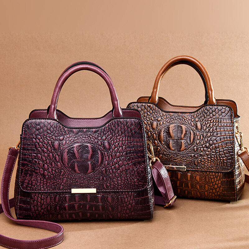 Lady's Leather Crocodile Handbags Sling Satchel Tote CrossBody Bags Shoulder Bag
