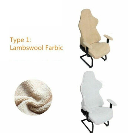 4Pcs/Set Elastic Gaming Chair Warm Cover+Armrest Pads Lambswool Spandex Cushions