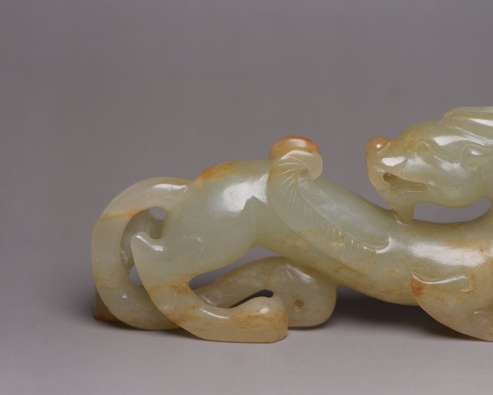 Chinese Antique Hetian Jade Carved Beast Animal Statue Sculpture Nice Art Work