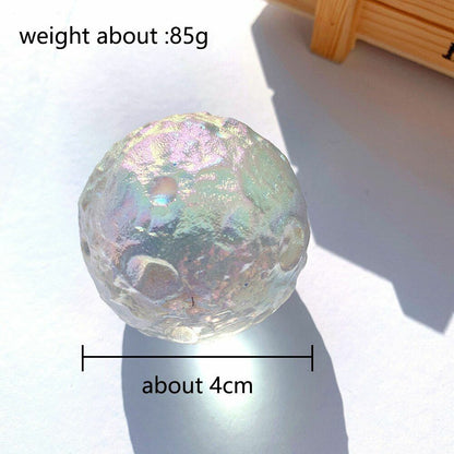 Crystal Quartz Stone Natural Angel Aura Moon Lunar Stone Model Ornaments 4cm