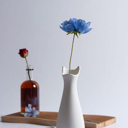 Nordic Style Cat Ear Ceramic Vase Modern Flower Vase(Flowers NOT Included)