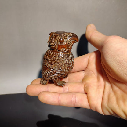 parrot owl statue figurine wood carving sculpture home decor living room gift