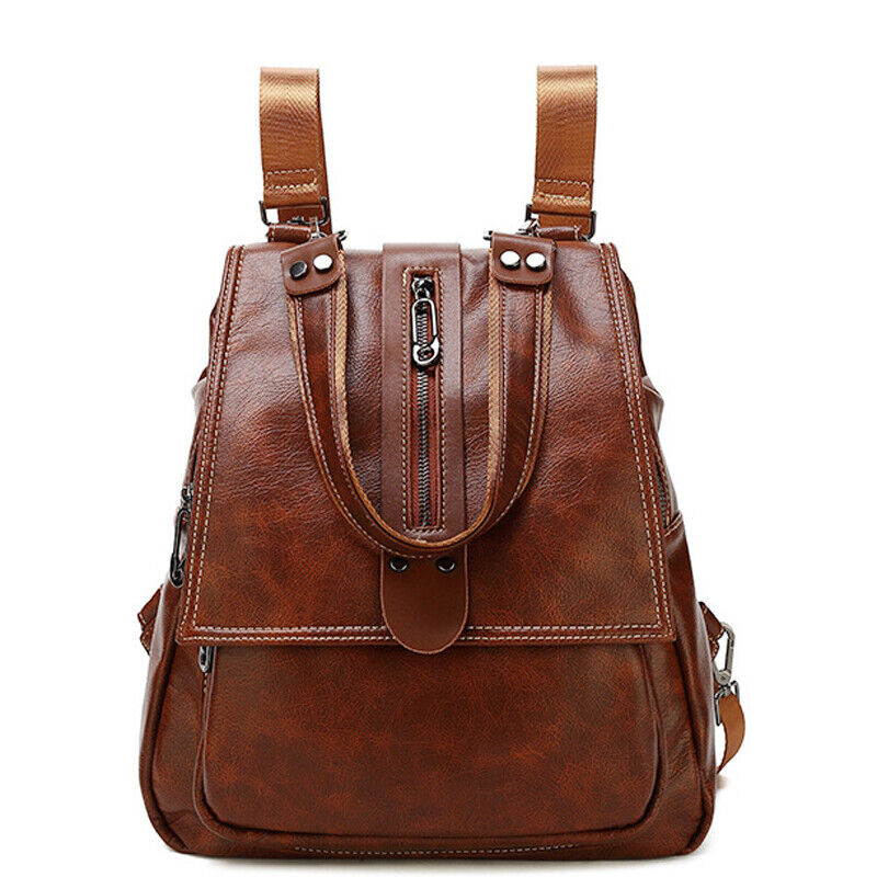 100% Genuine Leather Women's Backpack Travel Bag School Rucksack Crossbody Bag