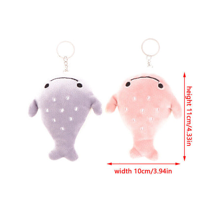2Pcs Cute Cartoon Shark Plush Dolls Soft Stuffed Animal Keychain Bag Pendant