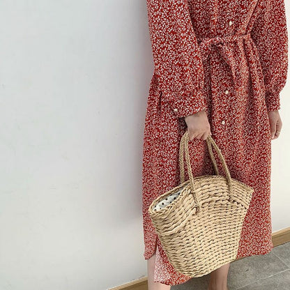 Women Handbags 41x35cm Rattan Wicker Woven Shoulder Bags Summer Beach Large Tote