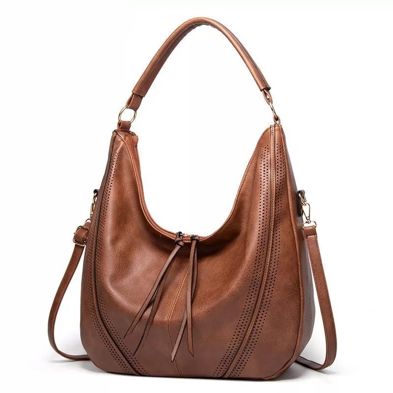Synthetic Leather Handbag Hollow Double Tassel Shoulder Crossbody Bag Purse 1 PC