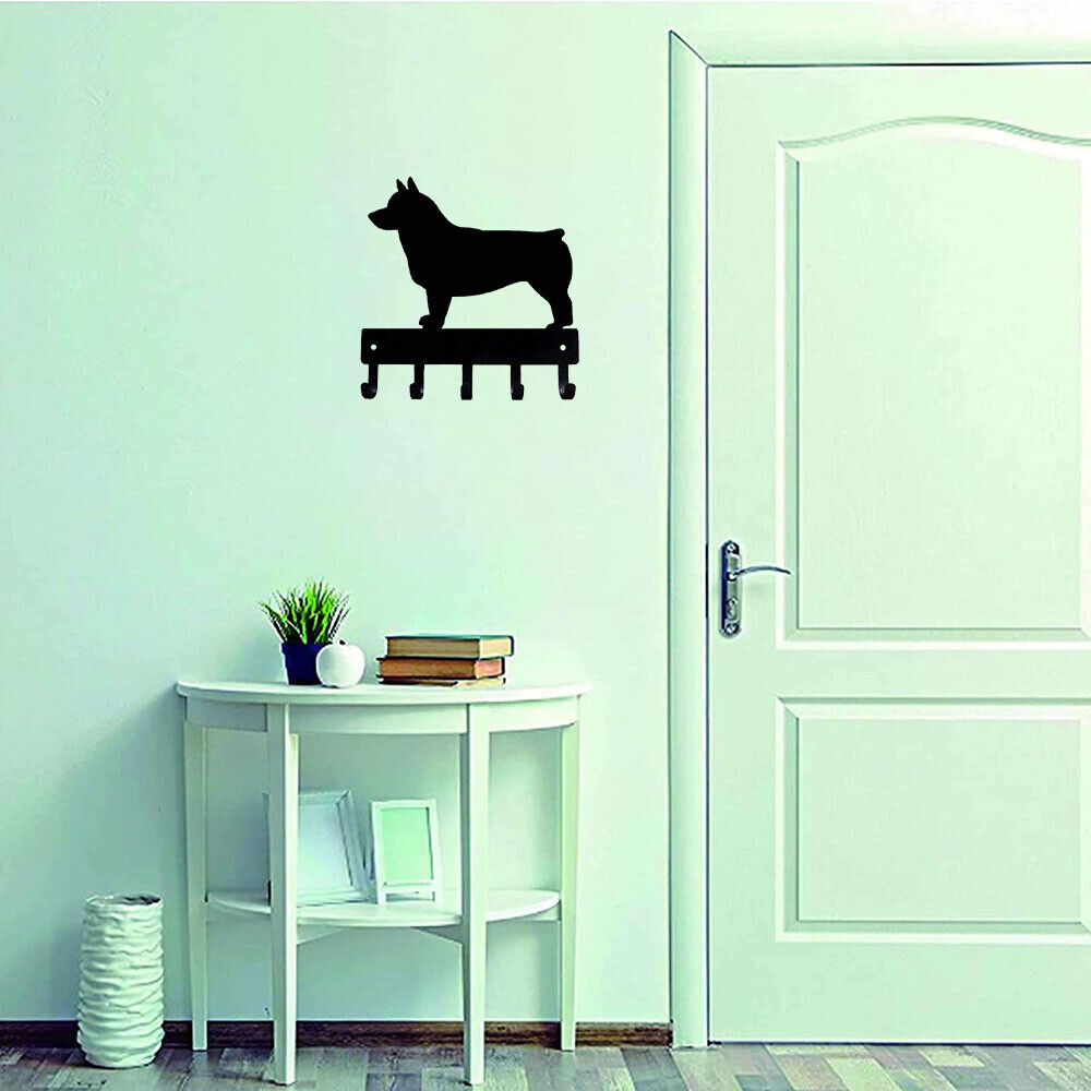 Swedish Vallhund Key Rack Dog Leash Hanger - 9 inch/6 inch Wide Metal Wall Art