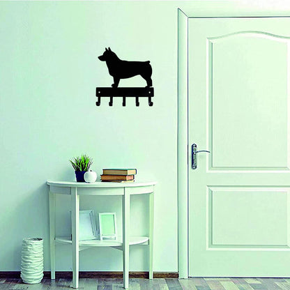 Swedish Vallhund Key Rack Dog Leash Hanger - 9 inch/6 inch Wide Metal Wall Art